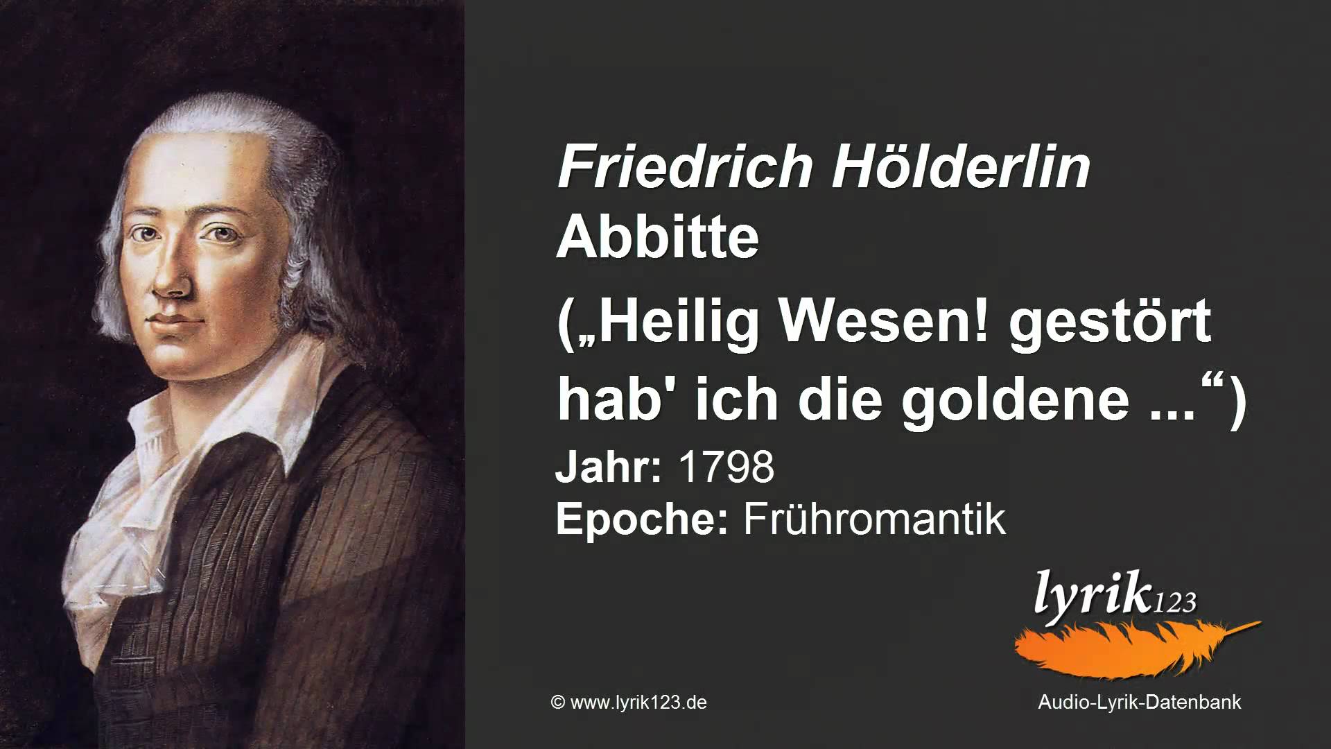 Friedrich Hölderlin «Abbitte» (1798)
